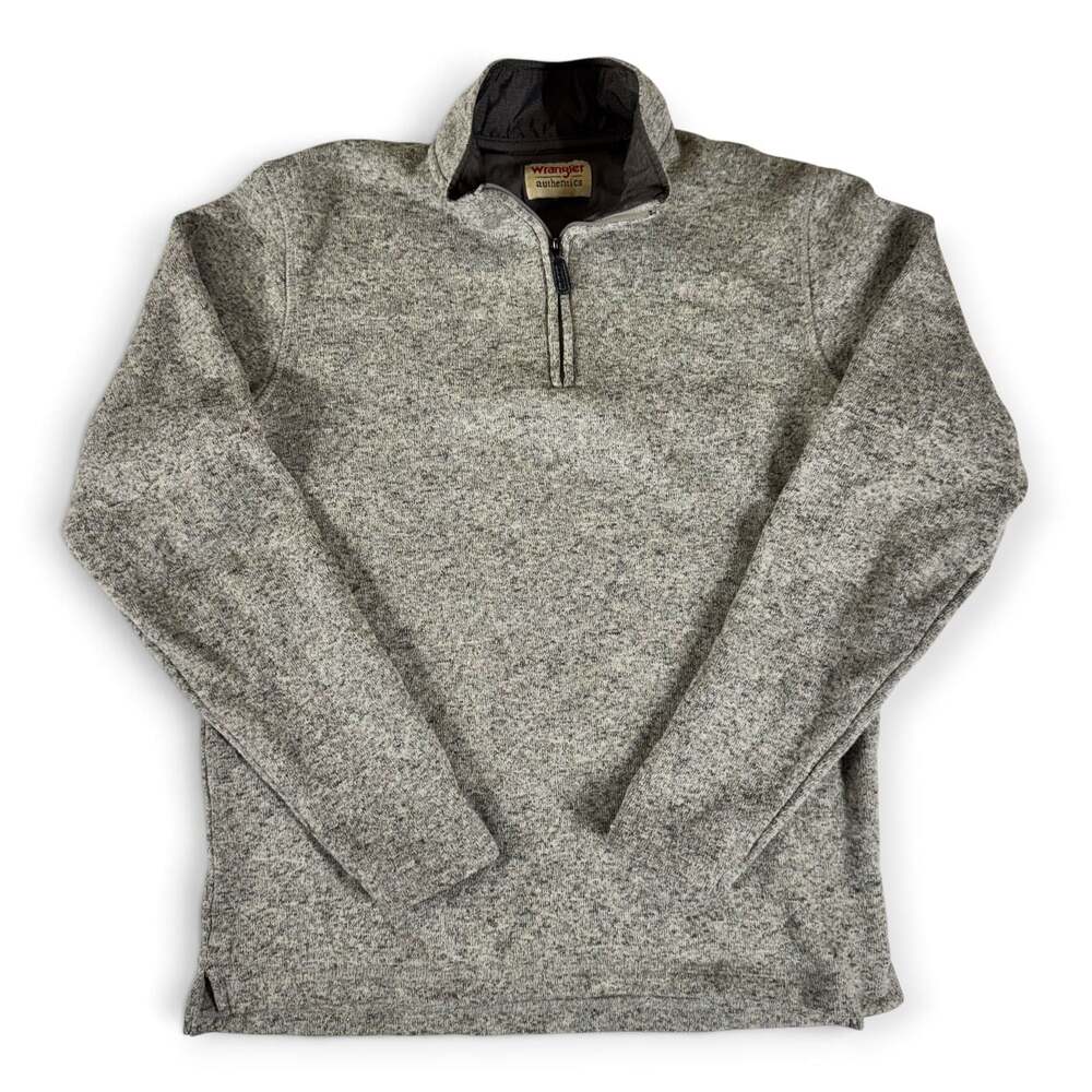 Wrangler Authentics Men's Quarter-Zip Gray Fleece Pullover